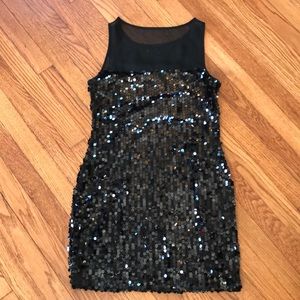 H&M black sequin lbd tank dress medium